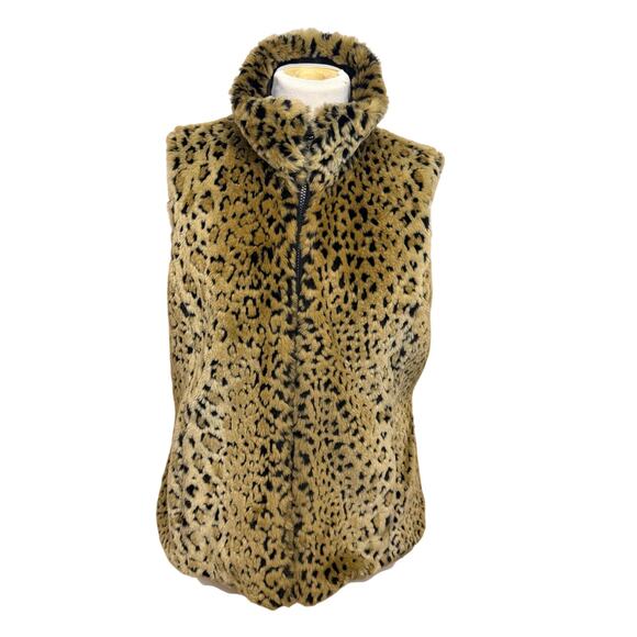 Kristen Blake Reversible Vest Size S Faux Fur Leopard Mob Wife Y2K Glam - Picture 2 of 13